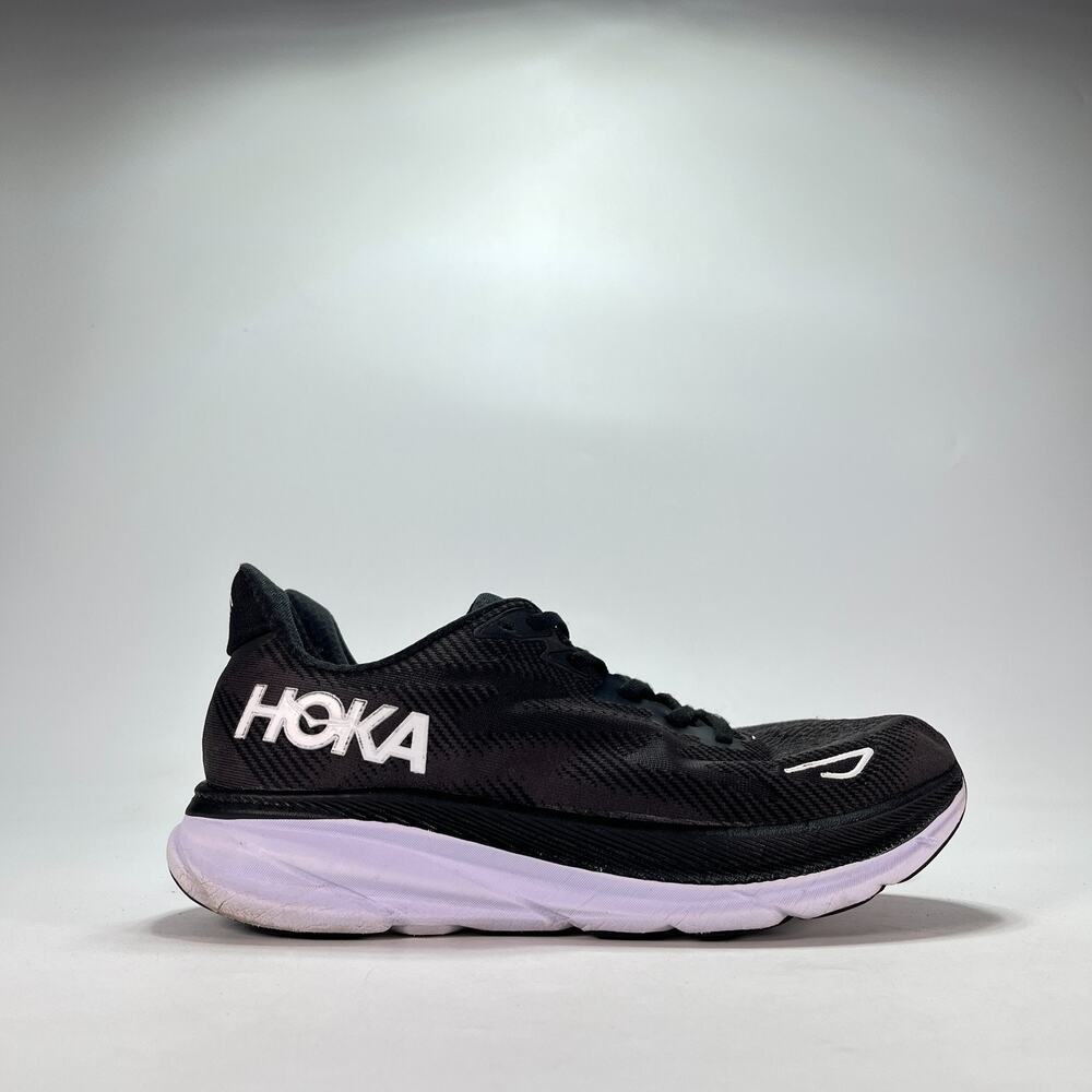 HOKA Clifton 9 Black White Lace Up Road Running Shoes 1132210 BWHT Mens Size 11D